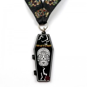 Casting da dado in metallo da 7/8 pollici medaglie di metallonero opaco Halloween a conchiglia medaglie sportive