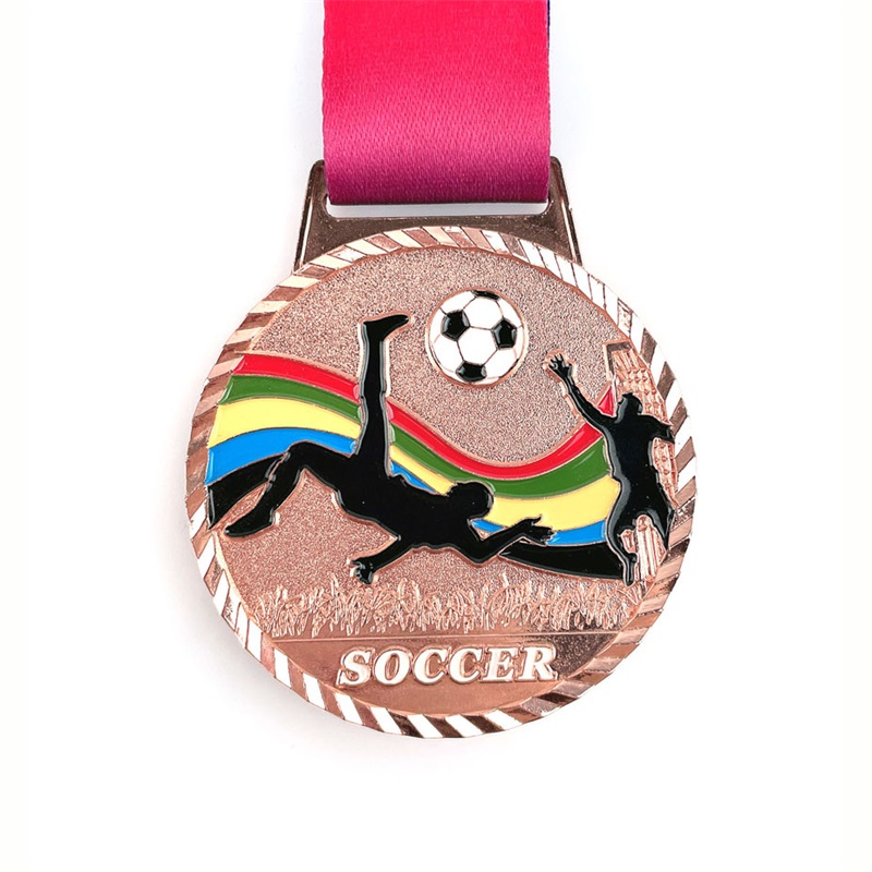 Medal di calcio di calcio di calcio di calcio personalizzato che corre in metallo maratona sport medaglia sportiva connastro