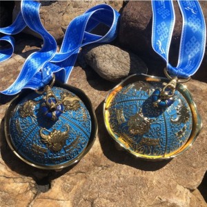 Sublimazione a smalto colorato Stampa in lega di zinco in zinco in leone rotonda a rotazione della medaglia sportiva di sollevamento pesi