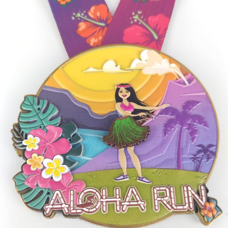 Medaglie di gara personalizzata Classic Aloha Run Medals Maratona stampata in 3D medaglie divertenti medaglie di corsa medaglie